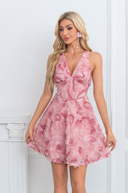 Robe Courte Asymétrique Coupe Trapèze À Volants - gallery 1