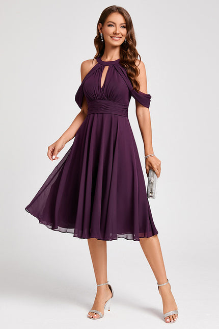 Robe Trapèze Chic Mousseline Violet - gallery 2