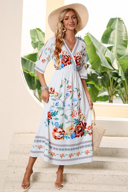 Robe Trapèze Élégance Marine Florale - gallery 2