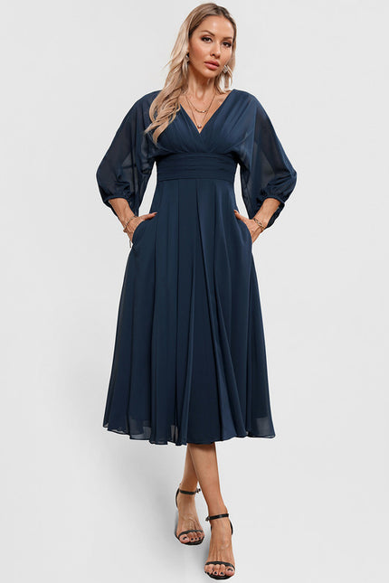 Robe Trapèze Florale Marine - gallery 3