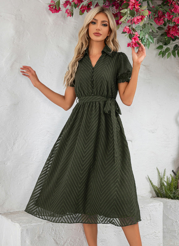 Robe Trapèze Marine Texturée - gallery 7