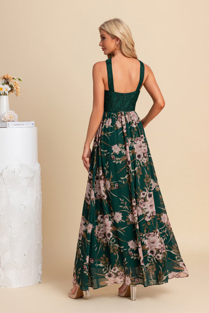 Robe Trapèze Émeraude Florale - gallery 2