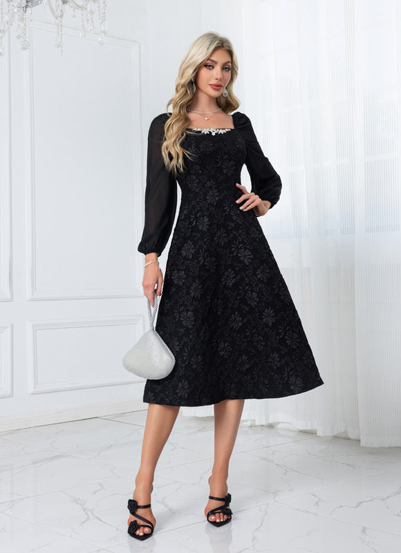 Robe Trapèze Couture Noir