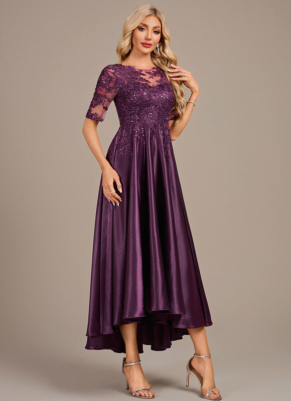 Robe Trapèze Satinée Prunelle - gallery 4