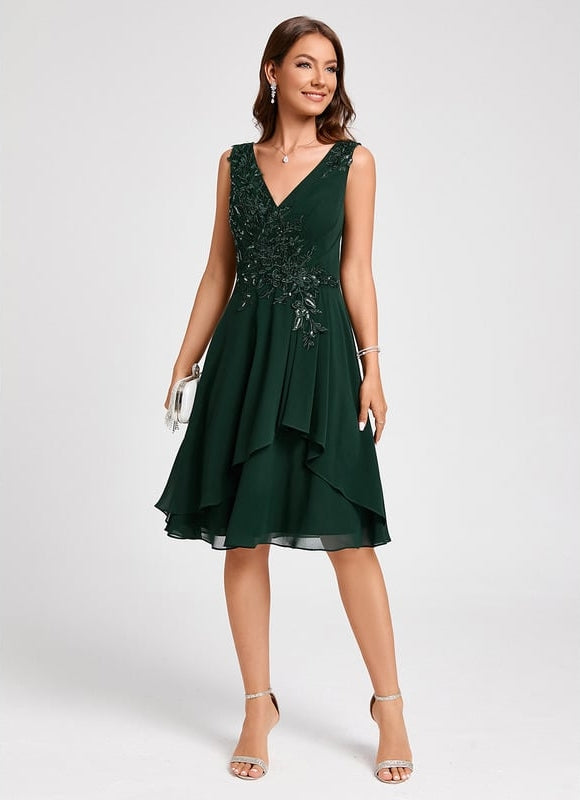 Robe Trapèze Éclat Vert Émeraude - gallery 4