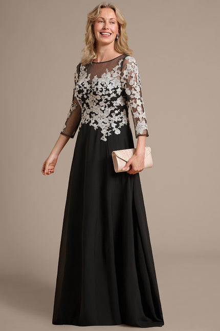 Robe Trapèze Élégante Noir Opalescent - gallery 3