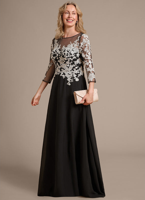 Robe Trapèze Élégante Noir Opalescent - gallery 3
