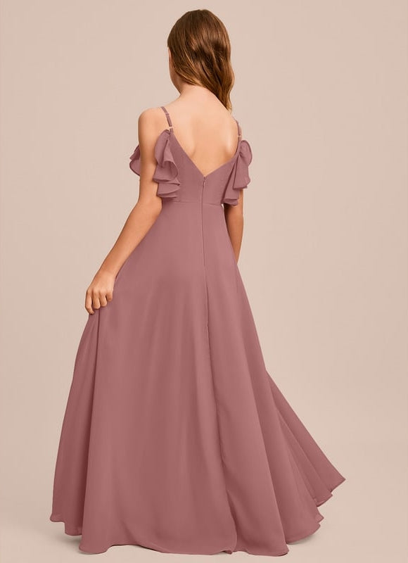 Robe Trapèze Mousseline Bleue - gallery 1