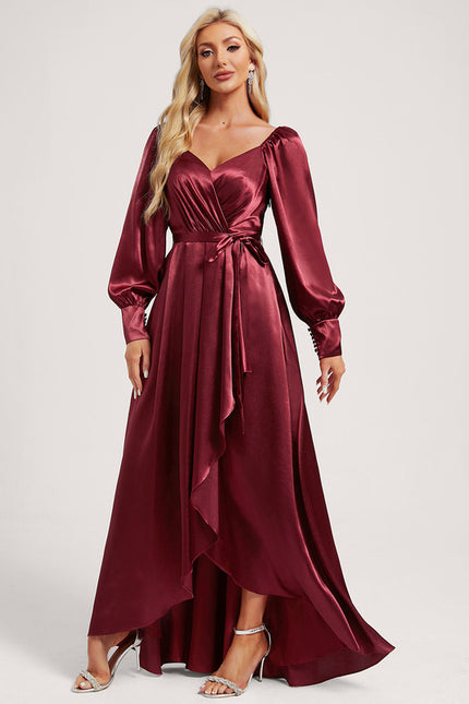 Robe Trapèze Satin Bleu Élégant - gallery 2
