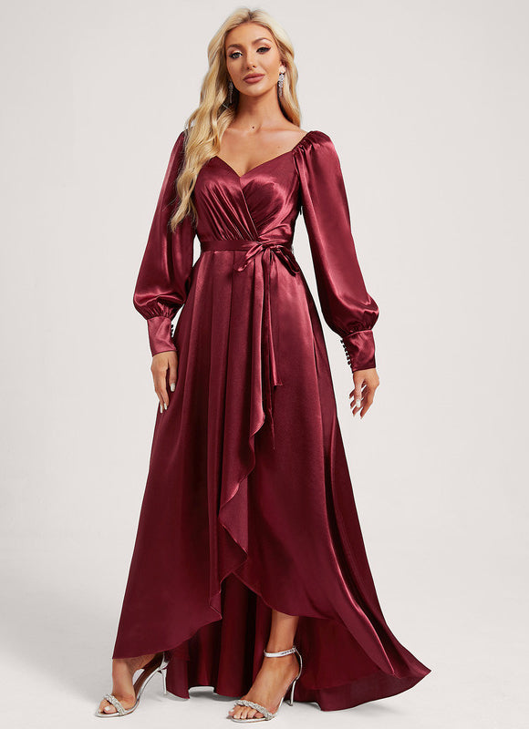 Robe Trapèze Satin Bleu Élégant - gallery 2