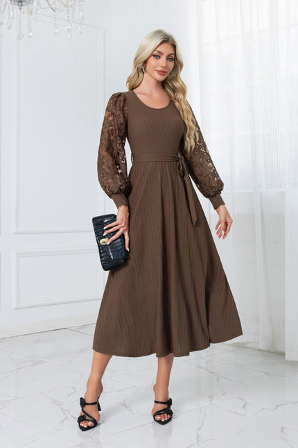 Robe Trapèze Châtaigne Élégante - gallery 3