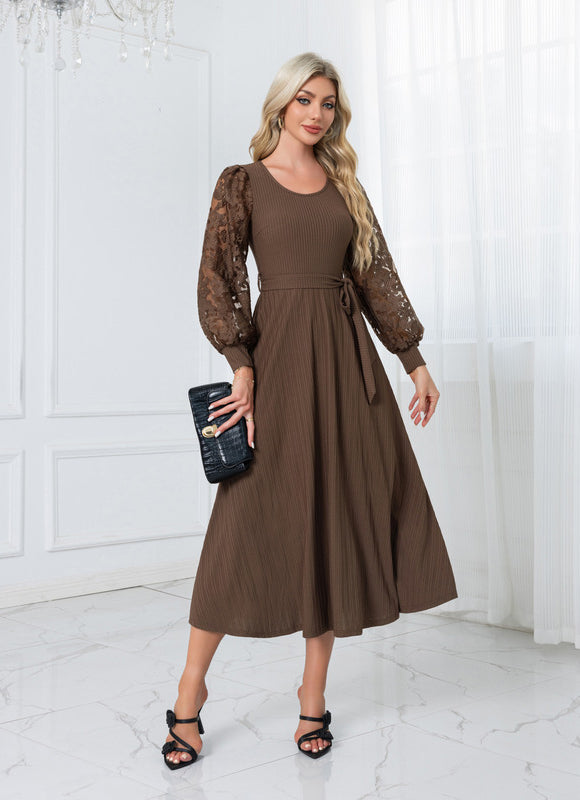Robe Trapèze Châtaigne Élégante - gallery 3
