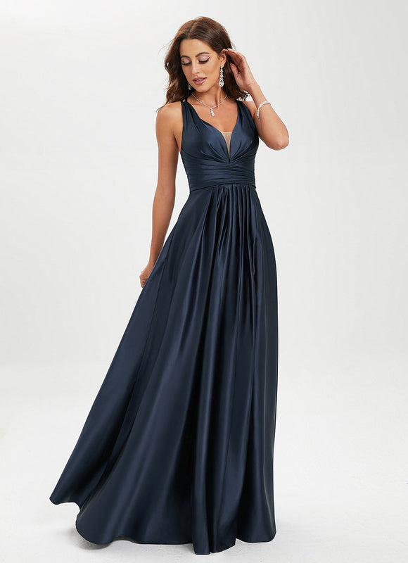 Robe Trapèze Éclat Satiné Doré - gallery 3