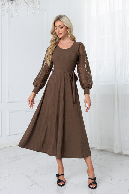 Robe Trapèze Châtaigne Élégante - gallery 5