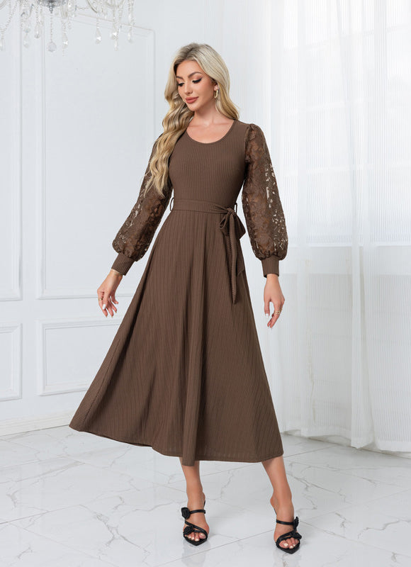 Robe Trapèze Châtaigne Élégante - gallery 5