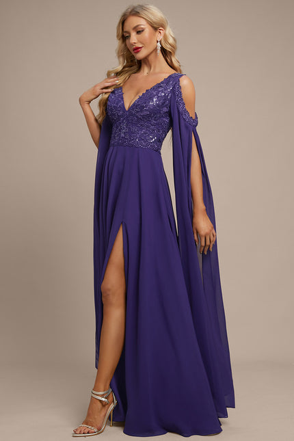 Robe Trapèze Éclat De Violettes - gallery 1