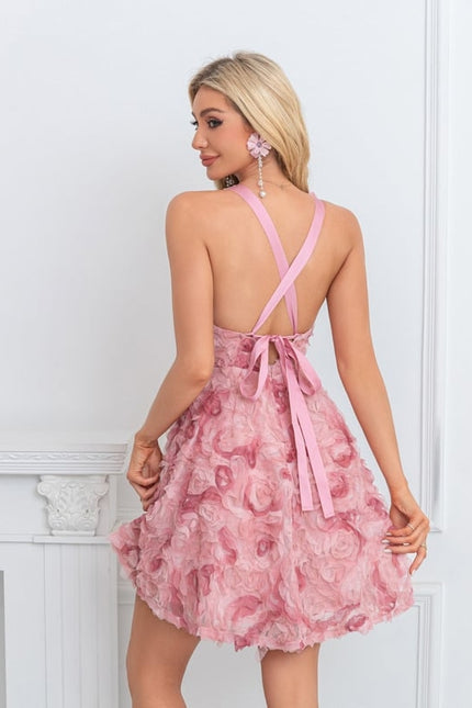 Robe Trapèze Rosée Flottante - gallery 2
