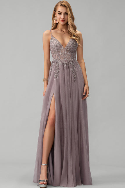 Robe Trapèze Voile Argenté - gallery 3