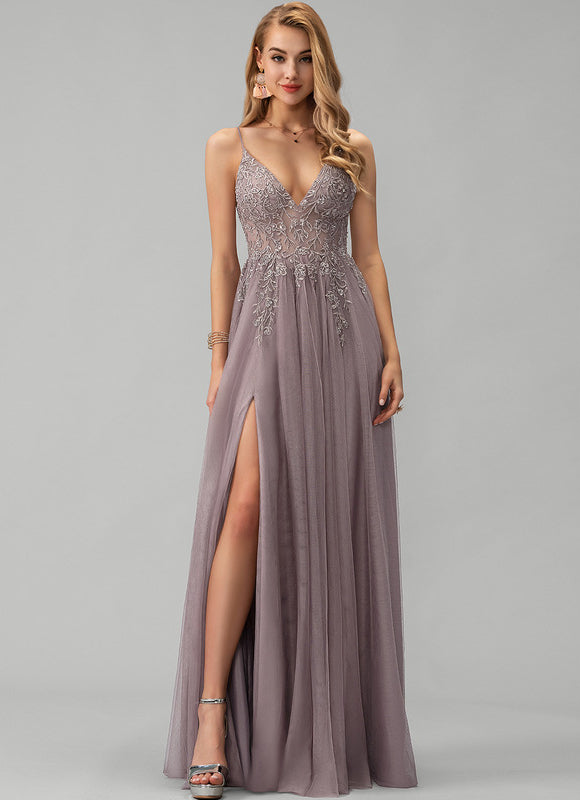 Robe Trapèze Voile Argenté - gallery 3