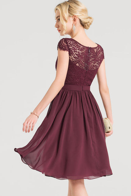 Robe Trapèze Violet Dentelle Douce - gallery 2