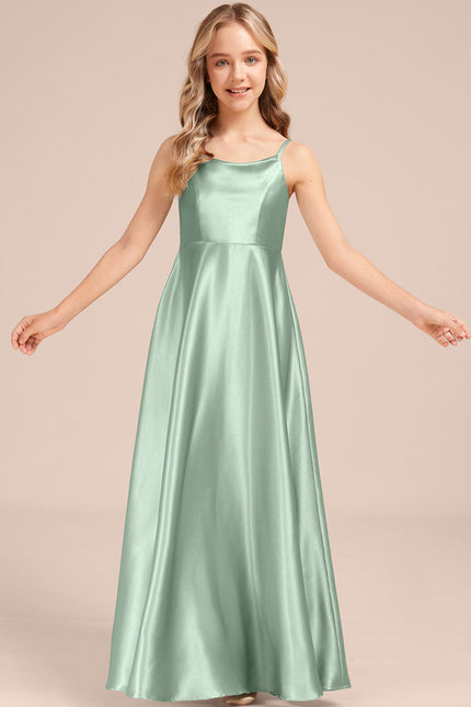 Robe Trapèze Satin Vert Éclatant - gallery 4