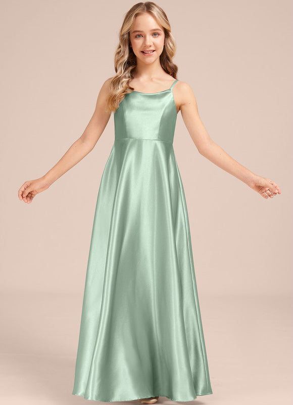 Robe Trapèze Satin Vert Éclatant - gallery 4