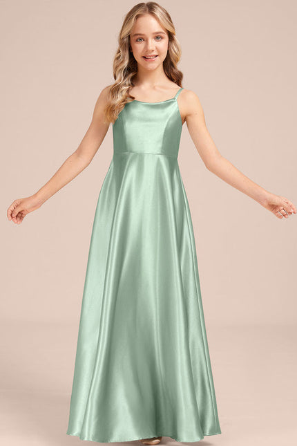 Robe Trapèze Satin Vert Éclatant - gallery 4