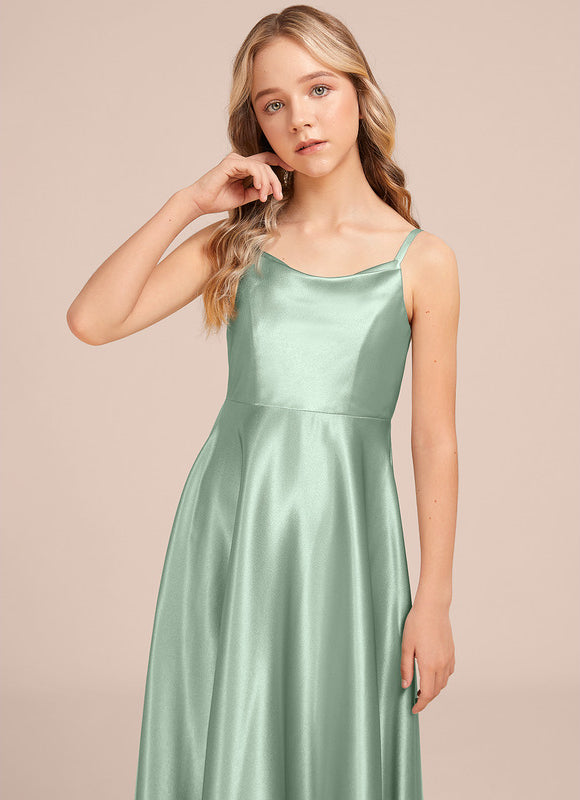 Robe Trapèze Satin Vert Éclatant - gallery 2