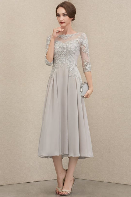Robe Trapèze Gris Lumineux Élégance - gallery 1
