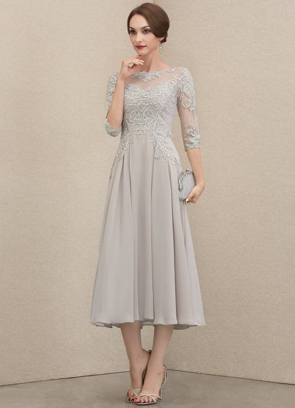 Robe Trapèze Gris Lumineux Élégance - gallery 1