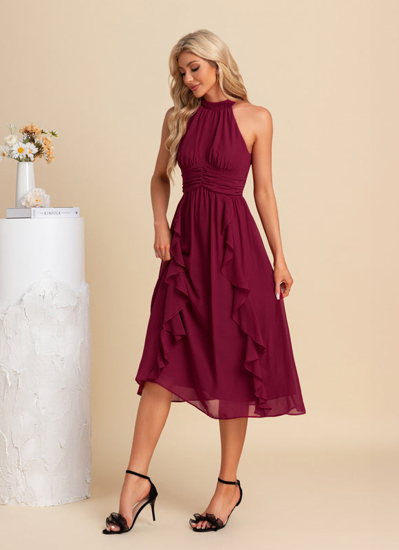 Robe Trapèze Cerise Volants - gallery 2