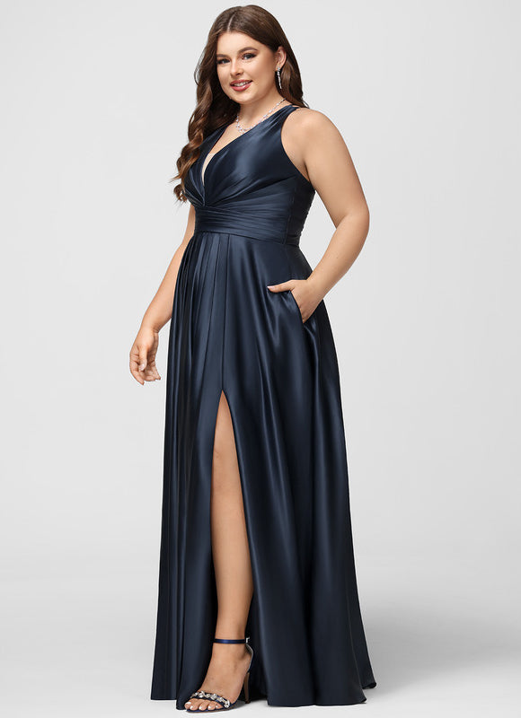 Robe Trapèze Éclat Satiné Doré - gallery 9