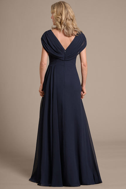 Robe Trapèze Élégance Marine Plissée - gallery 6