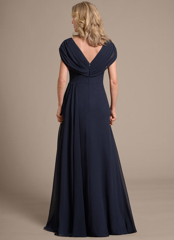 Robe Trapèze Élégance Marine Plissée - gallery 6