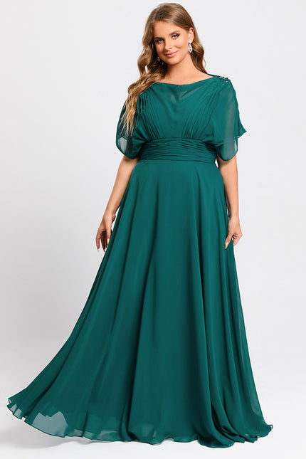 Robe Trapèze Verte Soirée Plissée Perlée - gallery 7