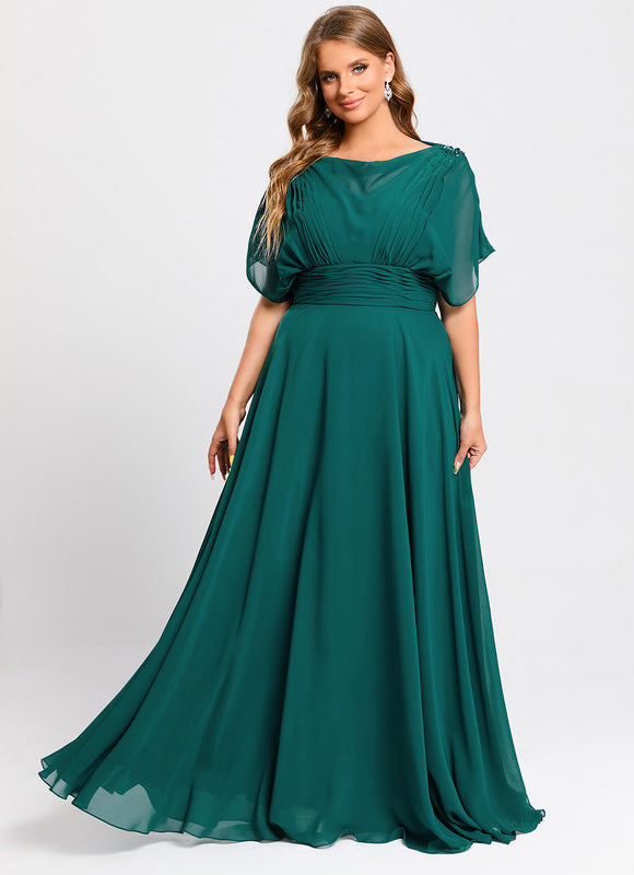 Robe Trapèze Verte Soirée Plissée Perlée - gallery 7