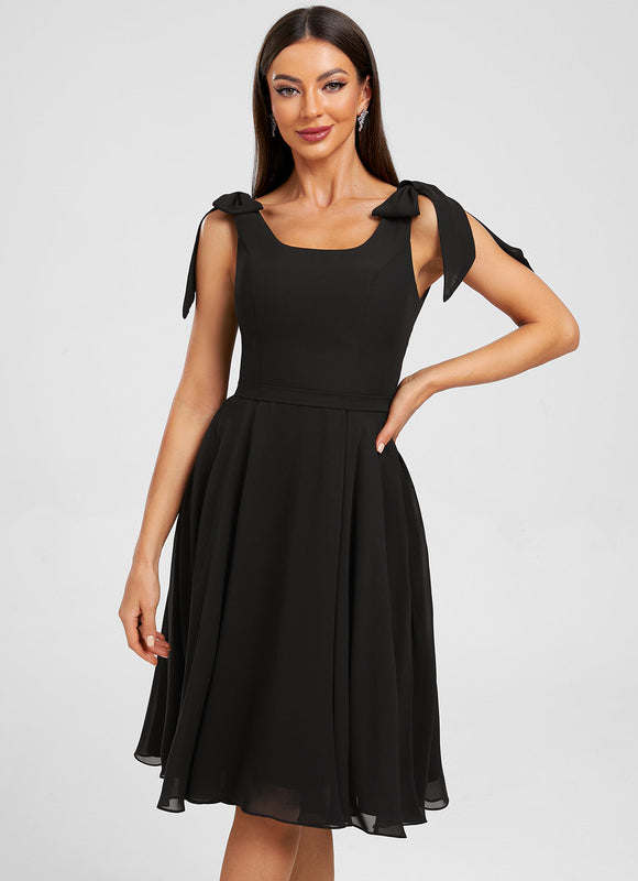 Robe Trapèze Chiffon Noire - gallery 1