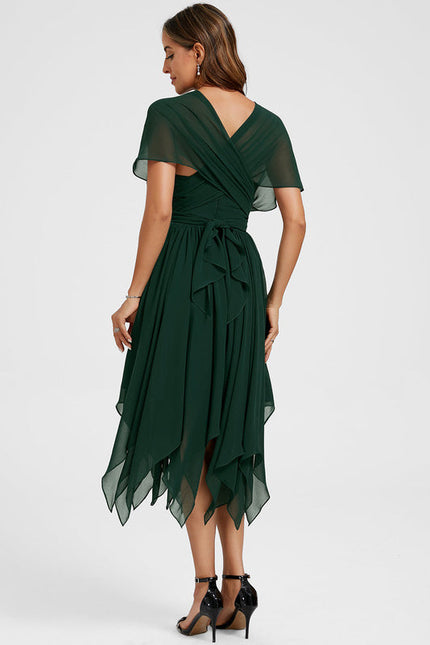 Robe Trapèze Mousseline Émeraude - gallery 7