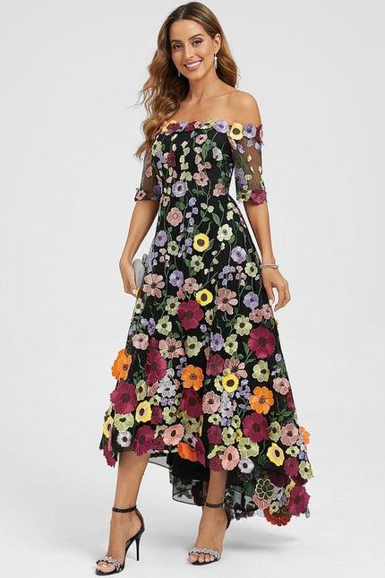 Robe Trapèze Asymétrique Éclat Floral - gallery 4