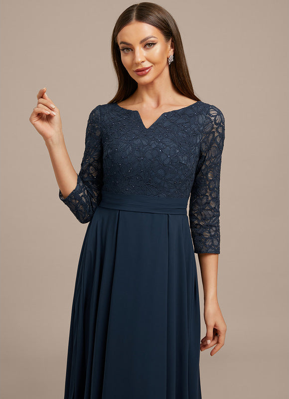 Robe Trapèze Élégance Marine Dentelle