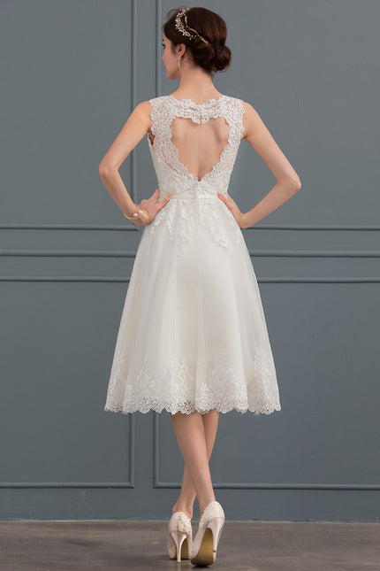 Robe Trapèze Ivoire Dentelle Satin Tulle - gallery 1