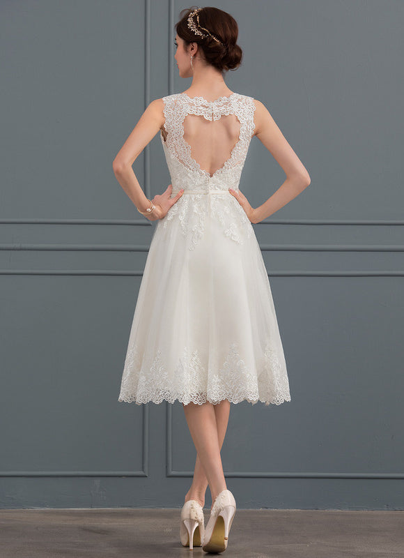 Robe Trapèze Ivoire Dentelle Satin Tulle - gallery 1