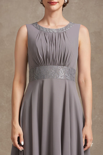 Robe Trapèze Gris Élégant Satiné - gallery 7