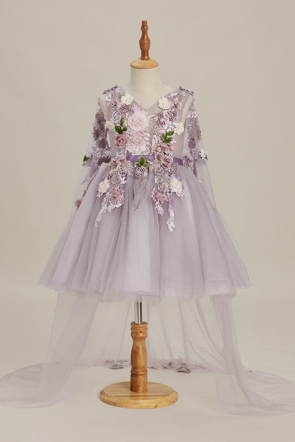 Robe Trapèze Violette Pastel Avec Tulles Et Perles