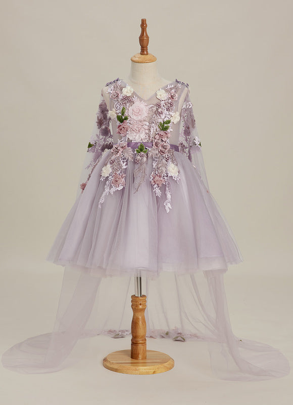 Robe Trapèze Violette Pastel Avec Tulles Et Perles
