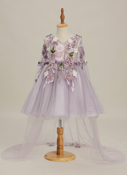 Robe Trapèze Violette Pastel Avec Tulles Et Perles