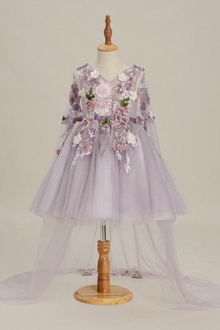 Robe Trapèze Violette Pastel Avec Tulles Et Perles