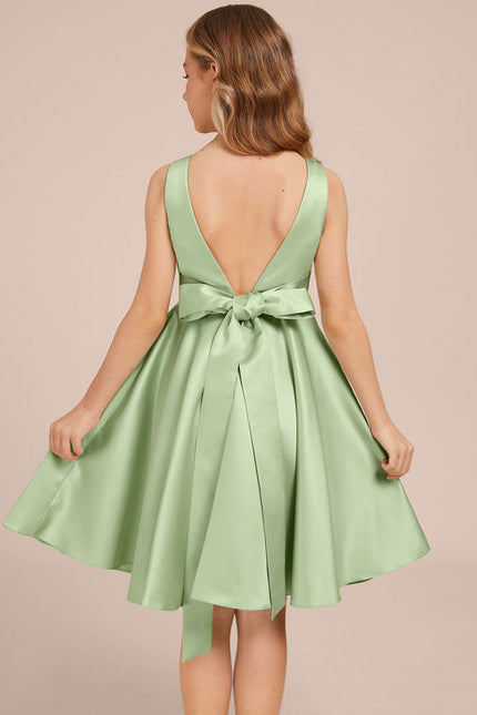 Robe Trapèze Satin Menthe Élégante - gallery 2