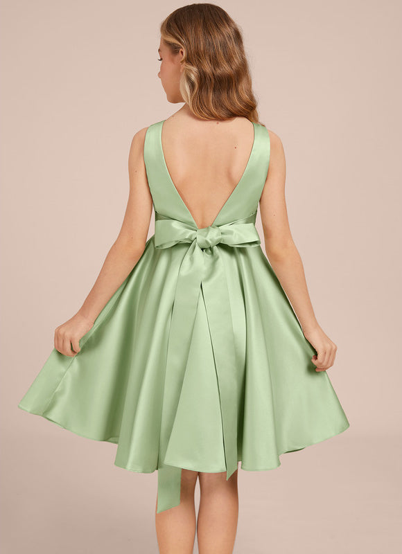 Robe Trapèze Satin Menthe Élégante - gallery 2