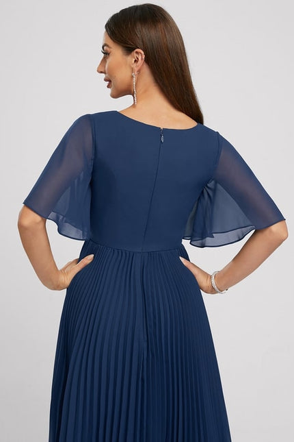 Robe Trapèze Nuit Marine Plissée - gallery 3